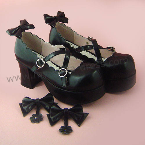 Removable Bows Cross Straps Lolita Shoes