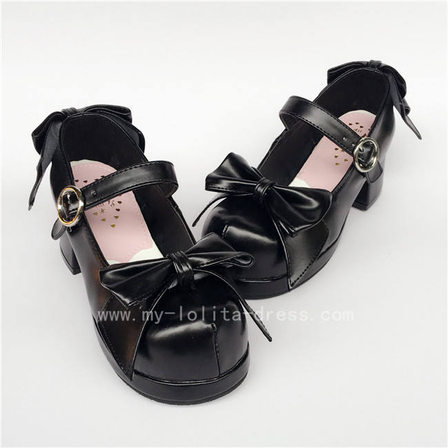 White Bow Platform Lolita Shoes
