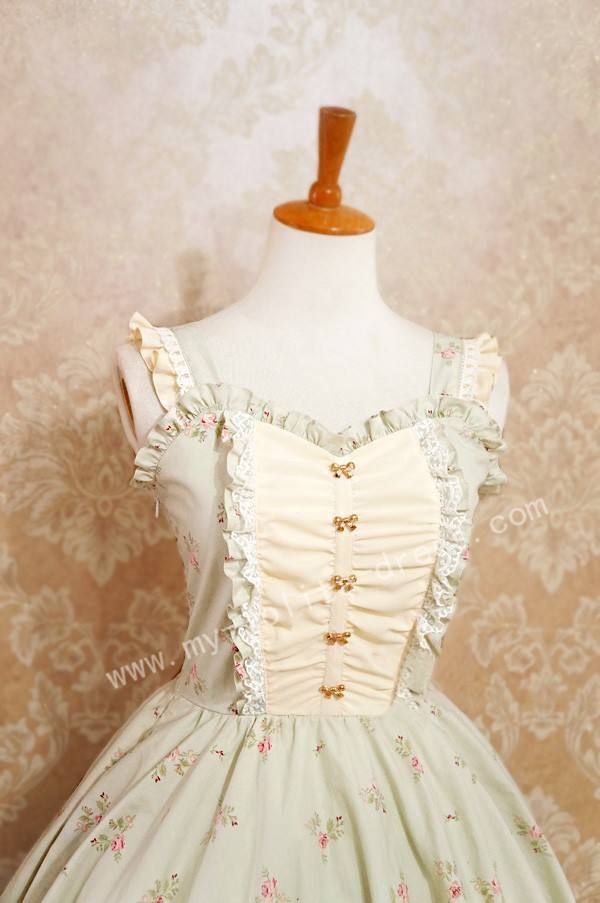Elegant Sweet Lolita Jumper Dress with Flower Prints