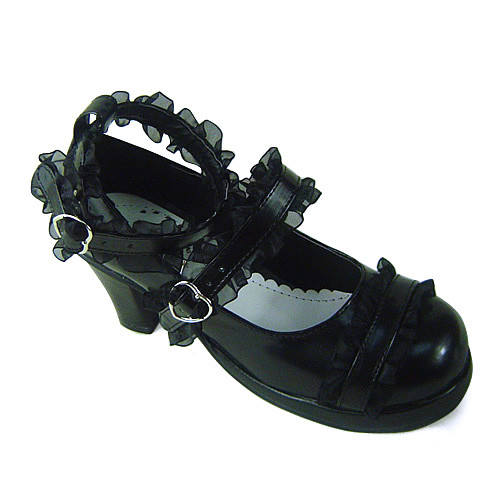 Black Sash Straps Lolita Shoes