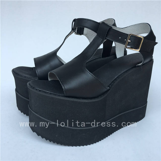 Cream Yellow T Strap Lolita Sandals