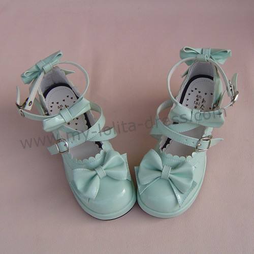 Beautiful Claret Matte Bows Lolita Shoes