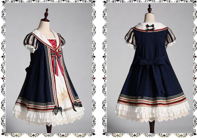 Classical Puppets ~White Snow Babydoll Style Daily Lolita OP -Ready Made