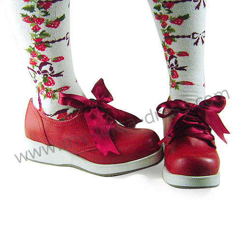 Wine Sash Bow Lolita Shoes