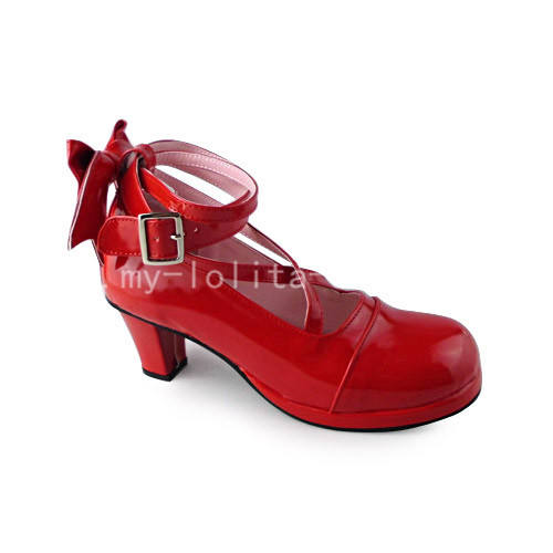 Red Bow Lolita Shoes for Girls