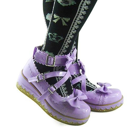 Shiny Purple Bows Lolita Shoes