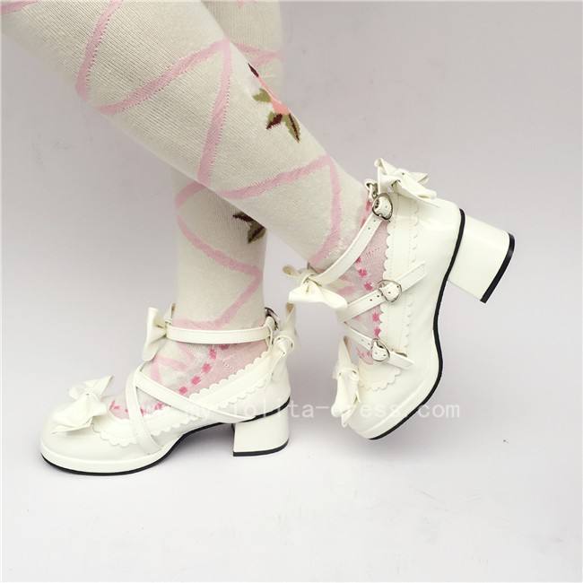 Beautiful Claret Matte Bows Lolita Shoes