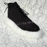 Sweet White Sole Black Velvet Lolita Platform O