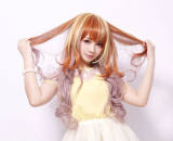 Sweet Housemaid Brown Light Yellow Rosy Brown Long Curls Cosplay Wig OFF