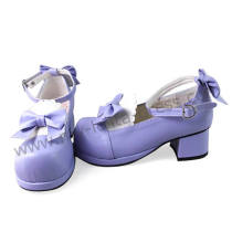 Purple White Bow Lolita Shoes