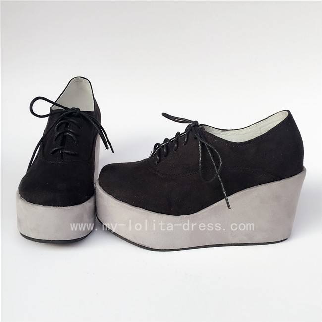 Black Velvet Lolita High Platform Lolita Shoes