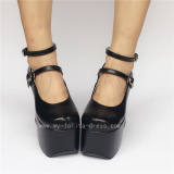 High Platform Black Double Straps Lolita Shoes