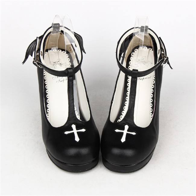 Angelic Imprint- Elegant T-shaped Straps Lolita Heels Shoes with Angel Wings