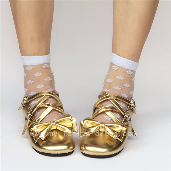 Sweet Pink Lolita Flats Shoes with Bows