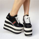 Black with White Lolita High Platform Shoes