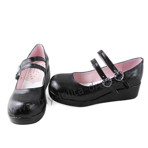Black Double Strap Lolita Shoes