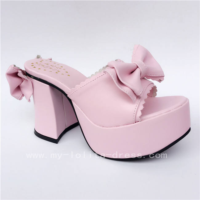 Sweet Pink Square Heels Lolita Sandals