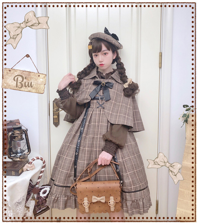 Honey Machien ~Little Dective~ British Style Lolita JSK + Cape Set