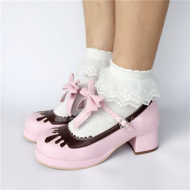 Sweet Black With Coffee Lolita Heels Shoes