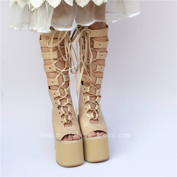 High Shaft Open Toes Lolita Shoes