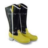 Yellow Black Square Heel Middle Shaft Boots