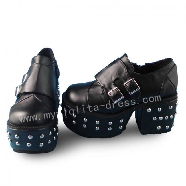 Elegant Black Square Heels Shoes