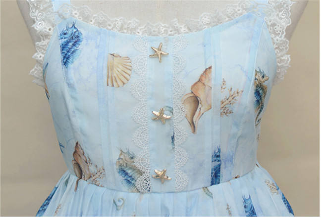 The Song of The Sea~Sweet Lolita Printed Jumper Dress