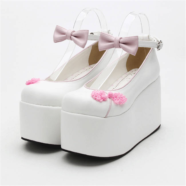 Angelic Imprint- Elegant Bow Embroidery Qi Lolita High Platform Shoes
