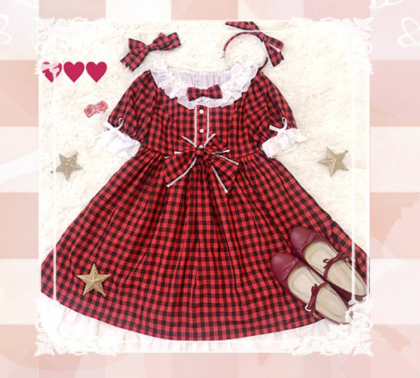 Little Bear Shop ~ Plaid Lolita OP Dress -out