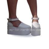 White Wedges Buckle Strap Sandals
