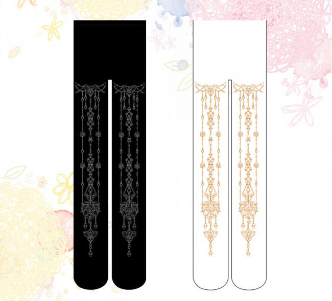 Rose Pendant Printed 120D Velvet Tights