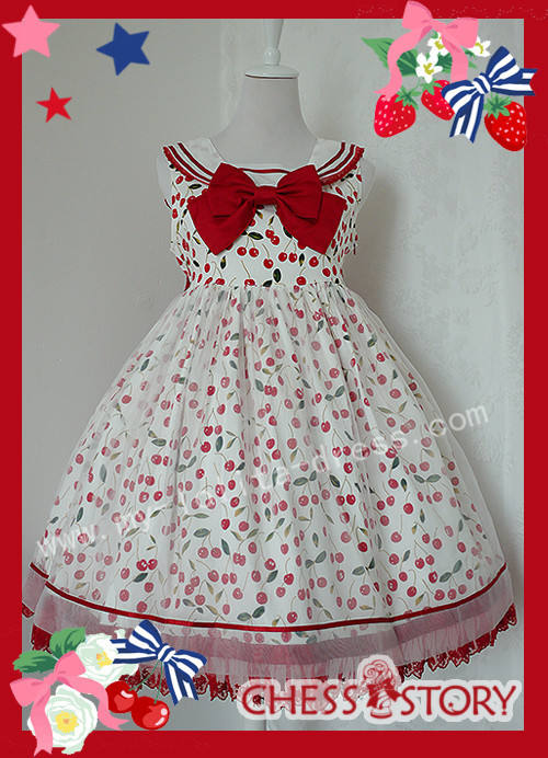 Chess Story Sweet Ice Cherry Lolita JSK and Shirt Set