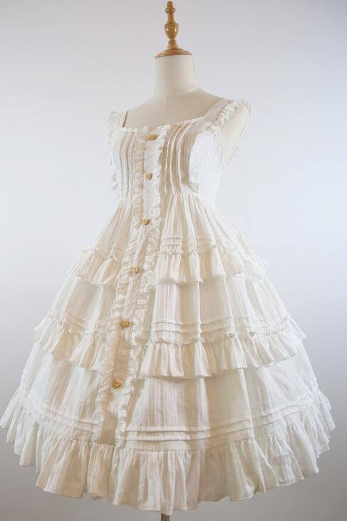 Vintage Unicolor Lolita OP + Surface Dress - Pre-order Closed