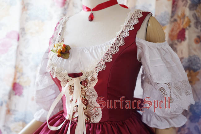 Surface spell ~AlpenRose~ Gothic Ethnic Lolita Puff Sleeves Blouse