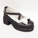 Sweet Black White Square Heels Lolita Shoes