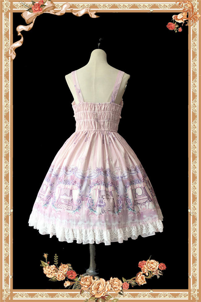 Maid's room~ Sweet Printed JSK Dress+Headbow -Ready In Stock