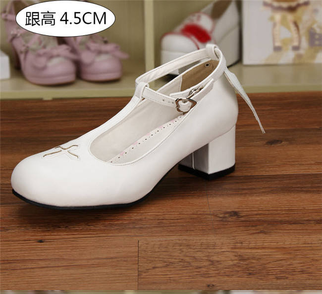 Angelic Imprint- Sweet T-shaped Straps Lolita Square Heel Shoes with Detachable Angel Wings
