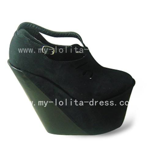 Beautiful Black Velvet Wedge Shoes