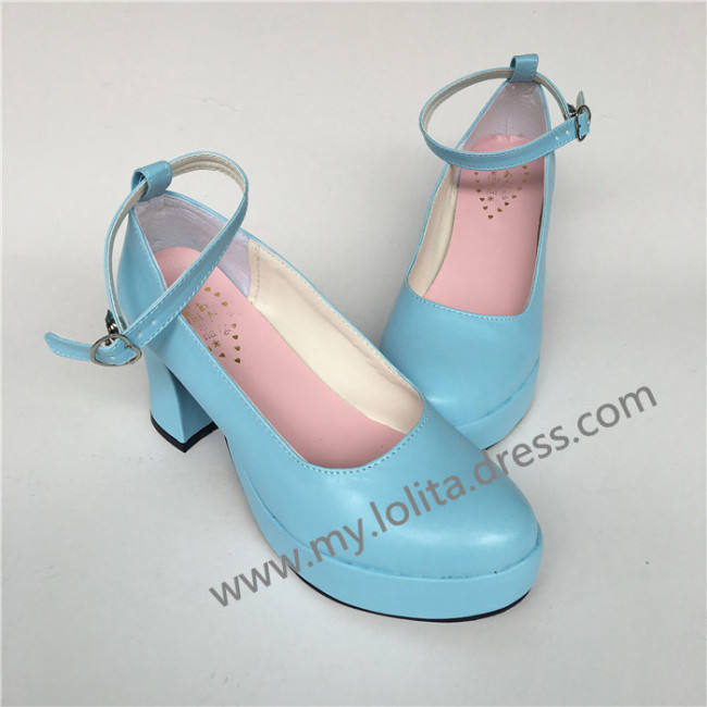 Matte Blue High Platform Lolita Heels Shoes