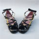Sweet Black Beads Bows Lolita Shoes Flats Tea Party Heels