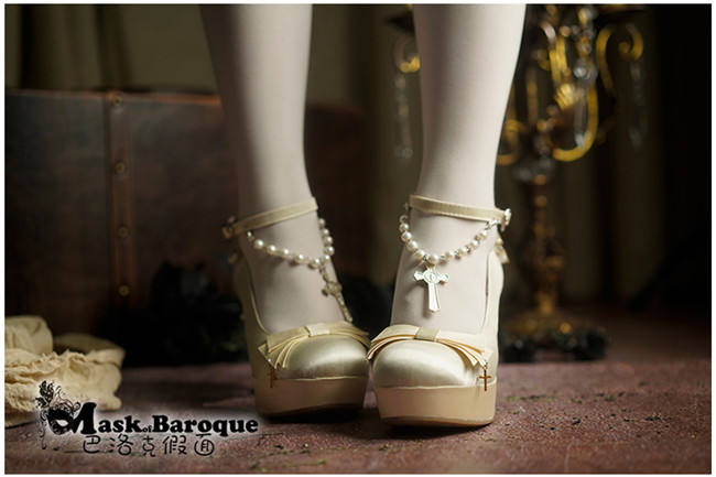 Mask of Baroque ~ Cross Candlestick Lolita Heels Shoes -11 Colors Pre-order Closed