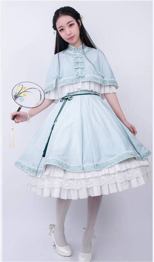 Common Sign ~Egret~ Classic Qi Lolita Fullset[--JSK Dress + Cape + Petticoat + Sash--] -Pre-order Closed