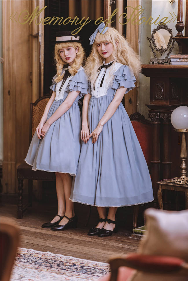 Memory of Floria~ Vintage Lolita OP Short/Long Version-Ready Made