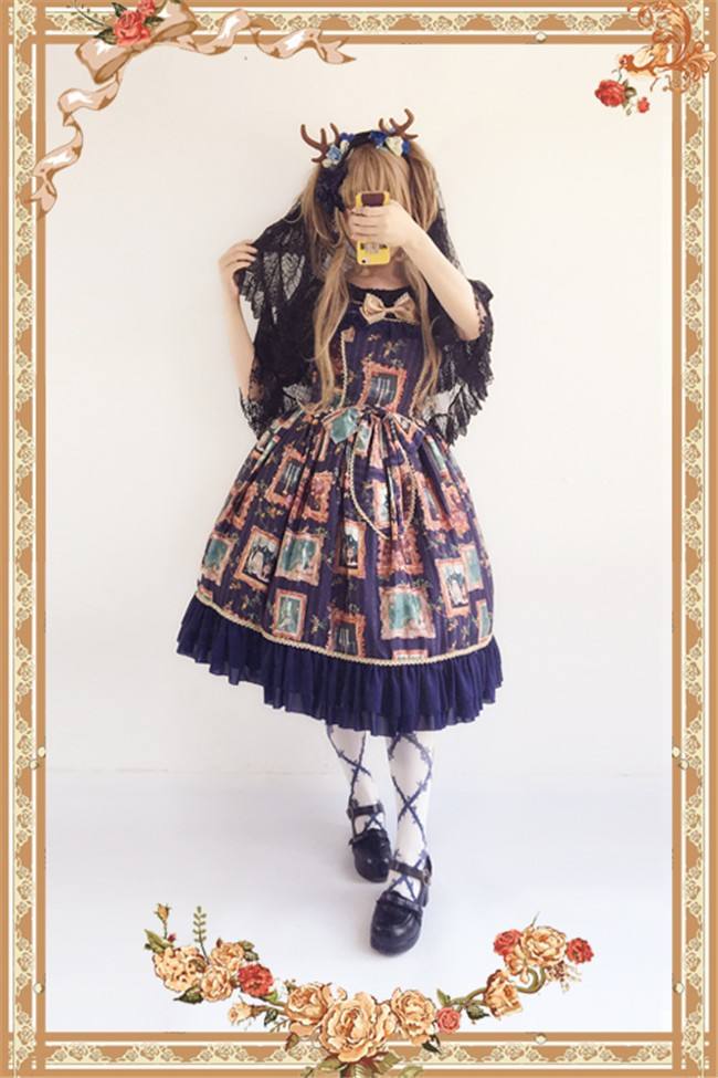 Still Life Picture Frame~ Lolita Printed JSK Dress -out