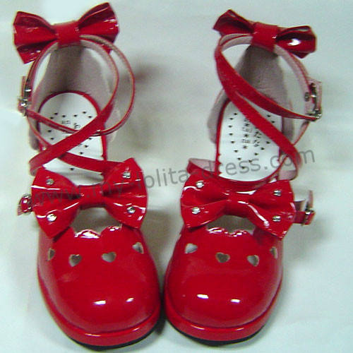 Bright Red Bows Lolita Shoes