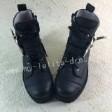 Sweet Matte Black Lolita Winter Boots with Platform