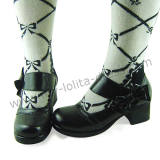 Black Wide Straps Bow Lolita Footwear