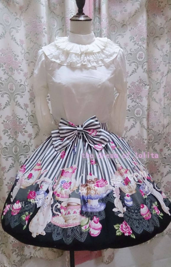 (Replica)Sweet Tea Cup Bunny Prints Lolita Skirt -out