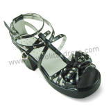 Black Lolita Sandals Silver Dots