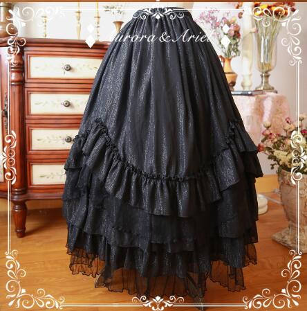 Gold Silk Chiffon Elegant Lolita Skirt/Petticoat 68cm/85cm
